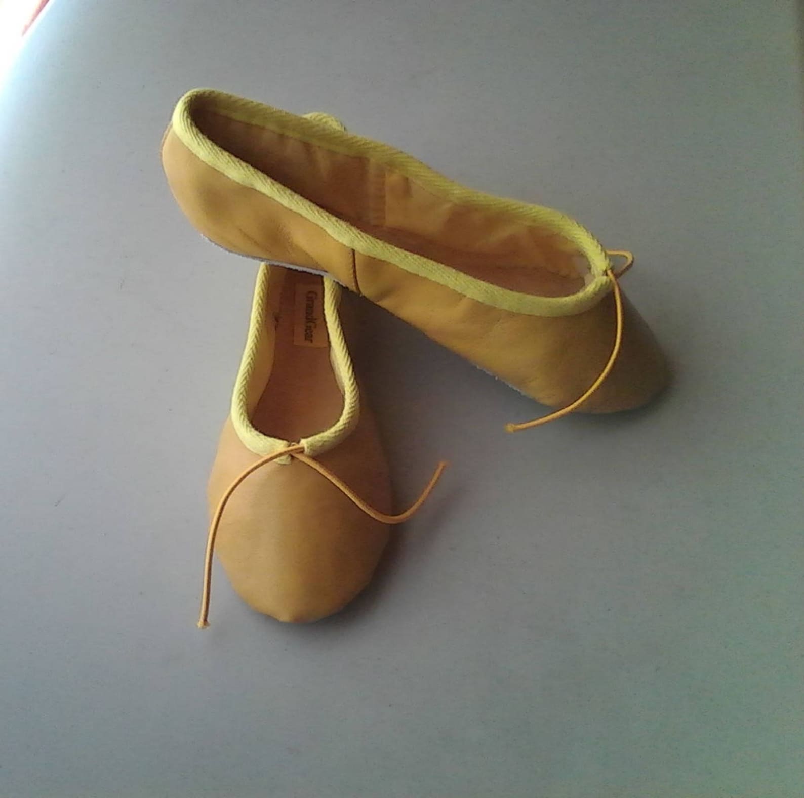 mustard yellow leather ballet shoes - full sole - adult sizes