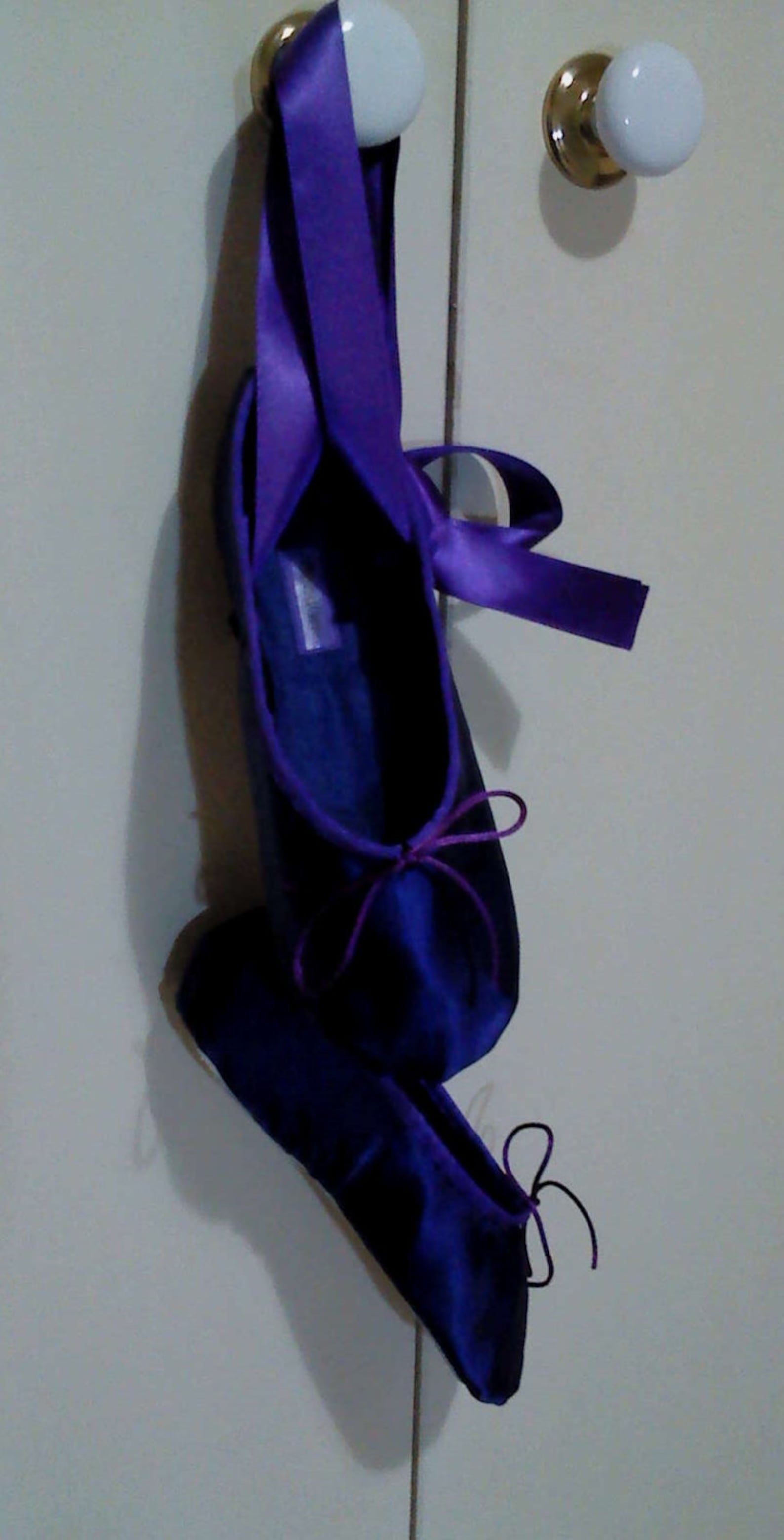 purple satin ballet slippers - full sole