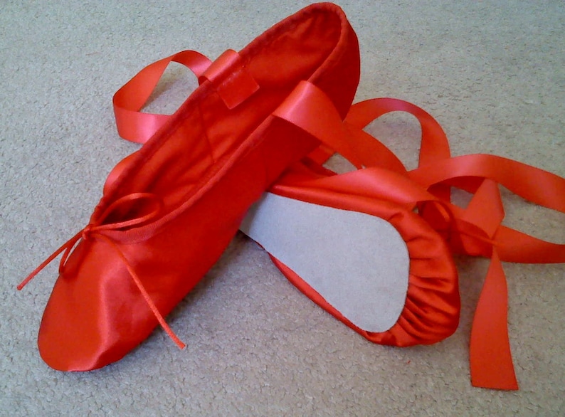 red satin ballet flats