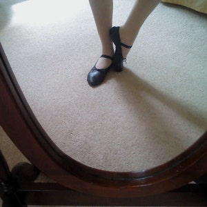 Black Leather Ballet Shoes Adult Ballet Slippers Full sole