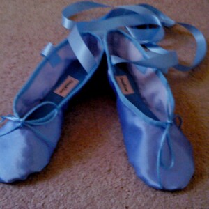 Sky Blue Satin Ballet Slippers Adult sizes Full sole or Split Sole image 5