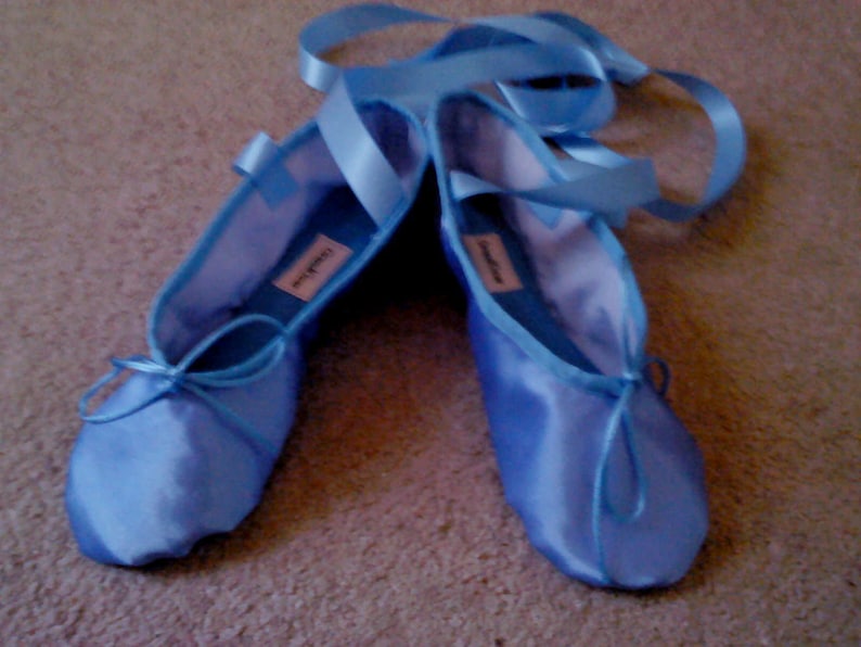 Sky Blue Satin Ballet Slippers Adult sizes Full sole or Split Sole image 5