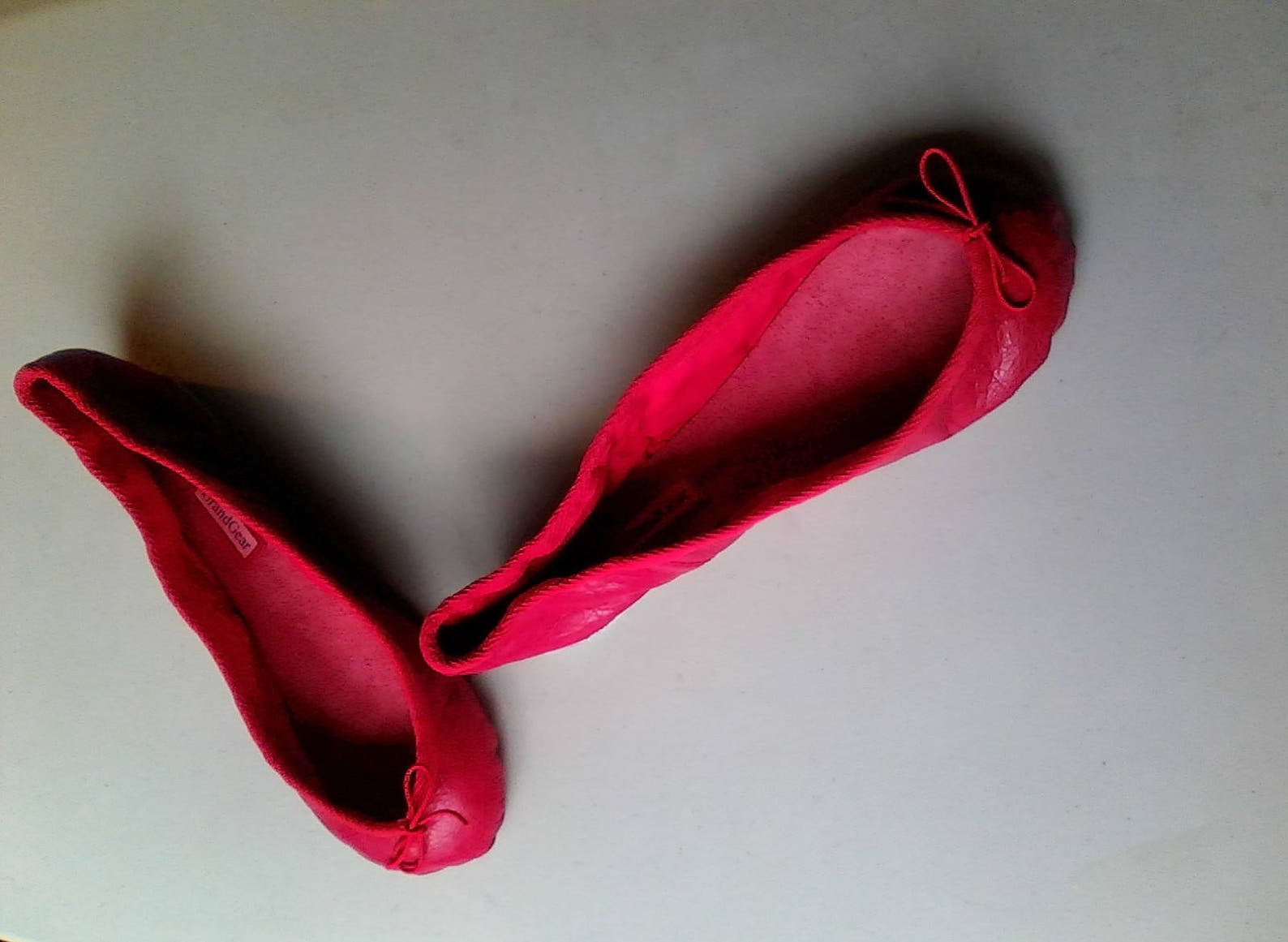 extreme low-cut red leather ballet shoes - adult sizes