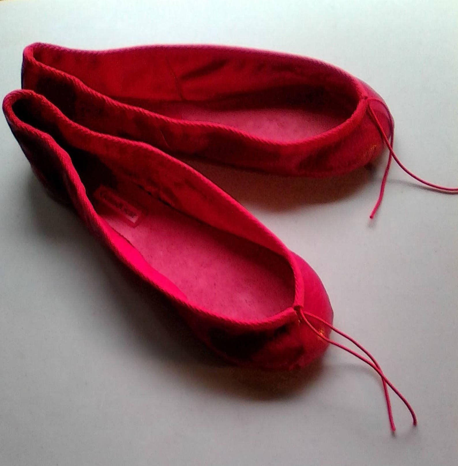 extreme low-cut red leather ballet shoes - adult sizes