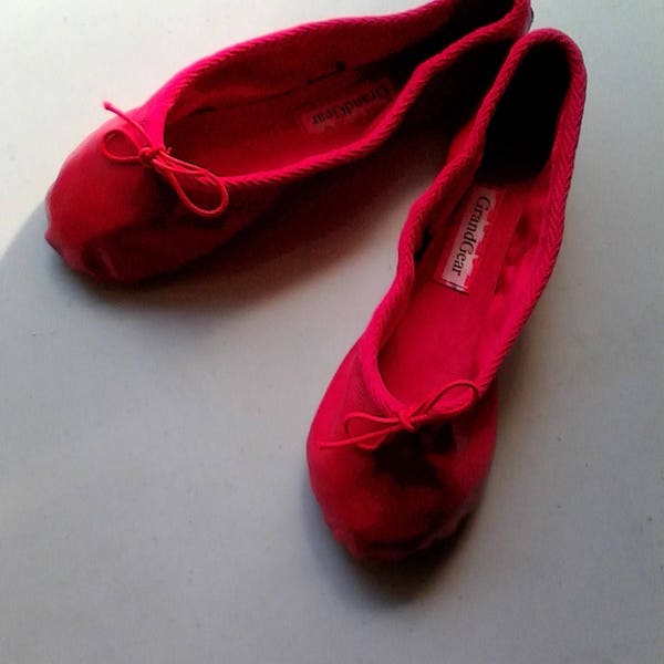 Rouge en cuir Ballet chaussons-semelles pleines-petites filles tailles