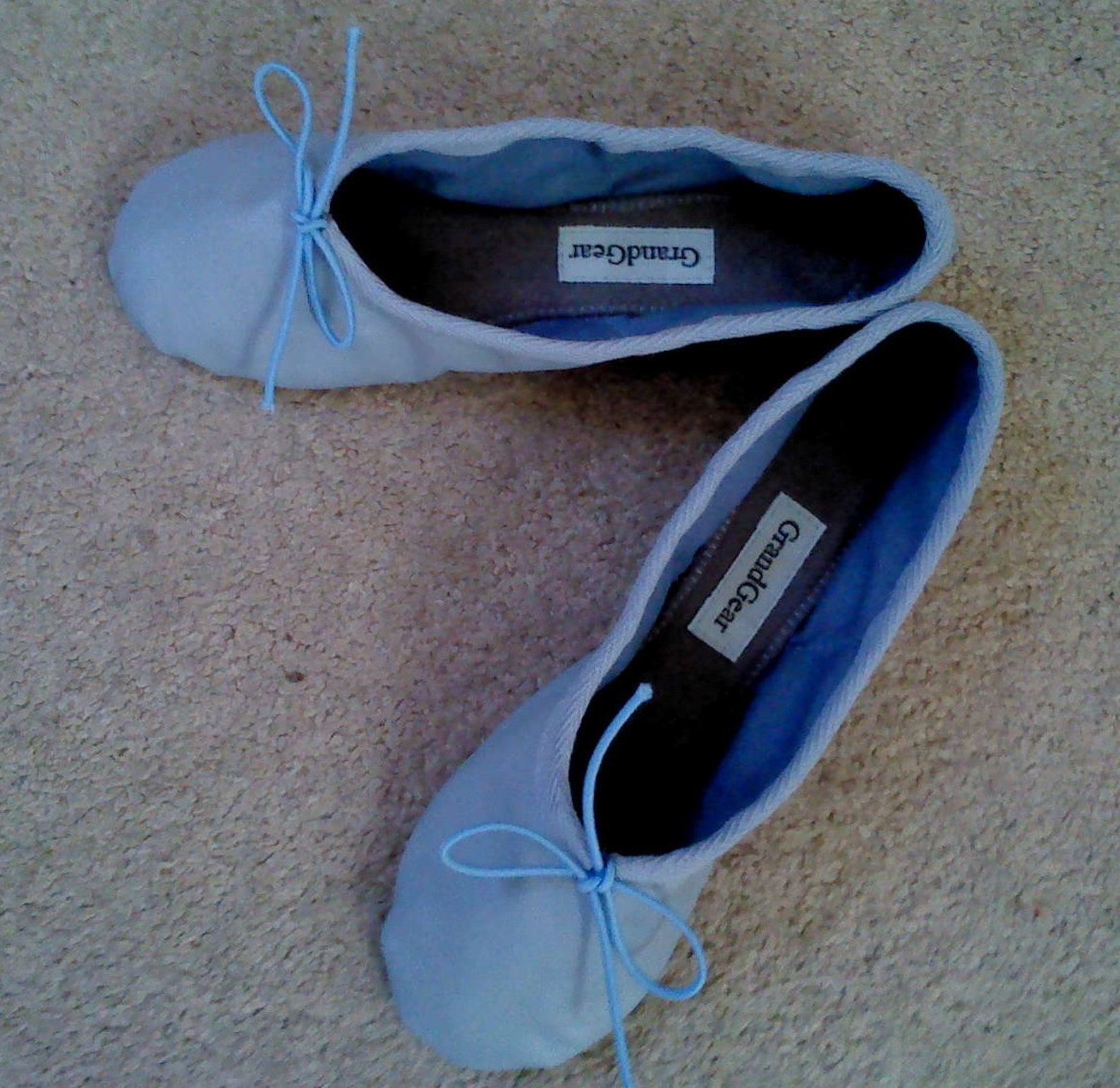 jet blue leather ballet shoes - full sole - adult sizes