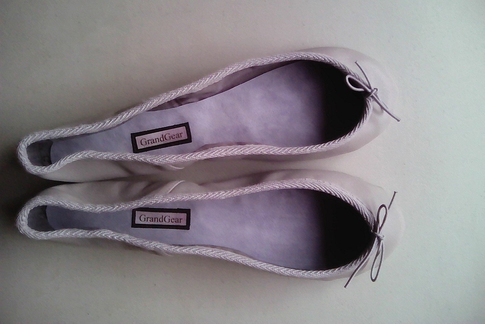 extreme low-cut pale grey leather ballet shoes - adult sizes