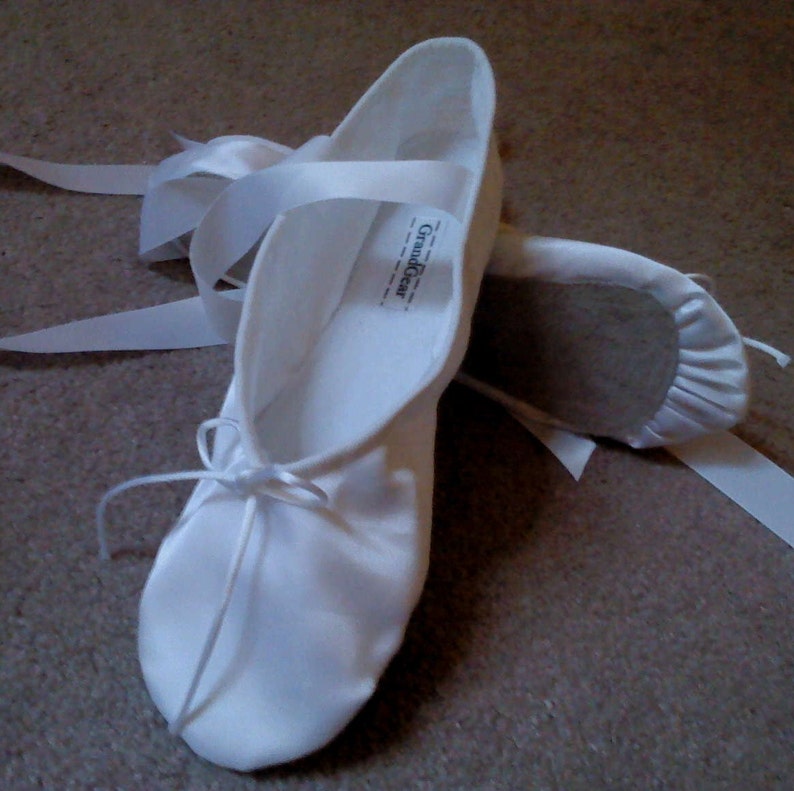 white satin ballet slippers