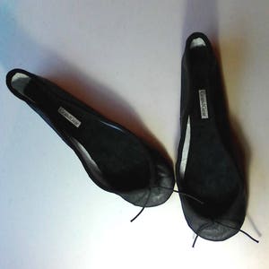 Extreme Low-Cut Black Leather Ballet Shoes Adult European sizes including larger men's sizes image 3