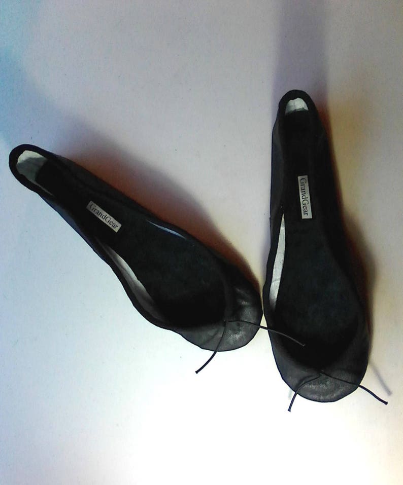 Extreme Low-Cut Black Leather Ballet Shoes Adult European sizes including larger men's sizes image 3