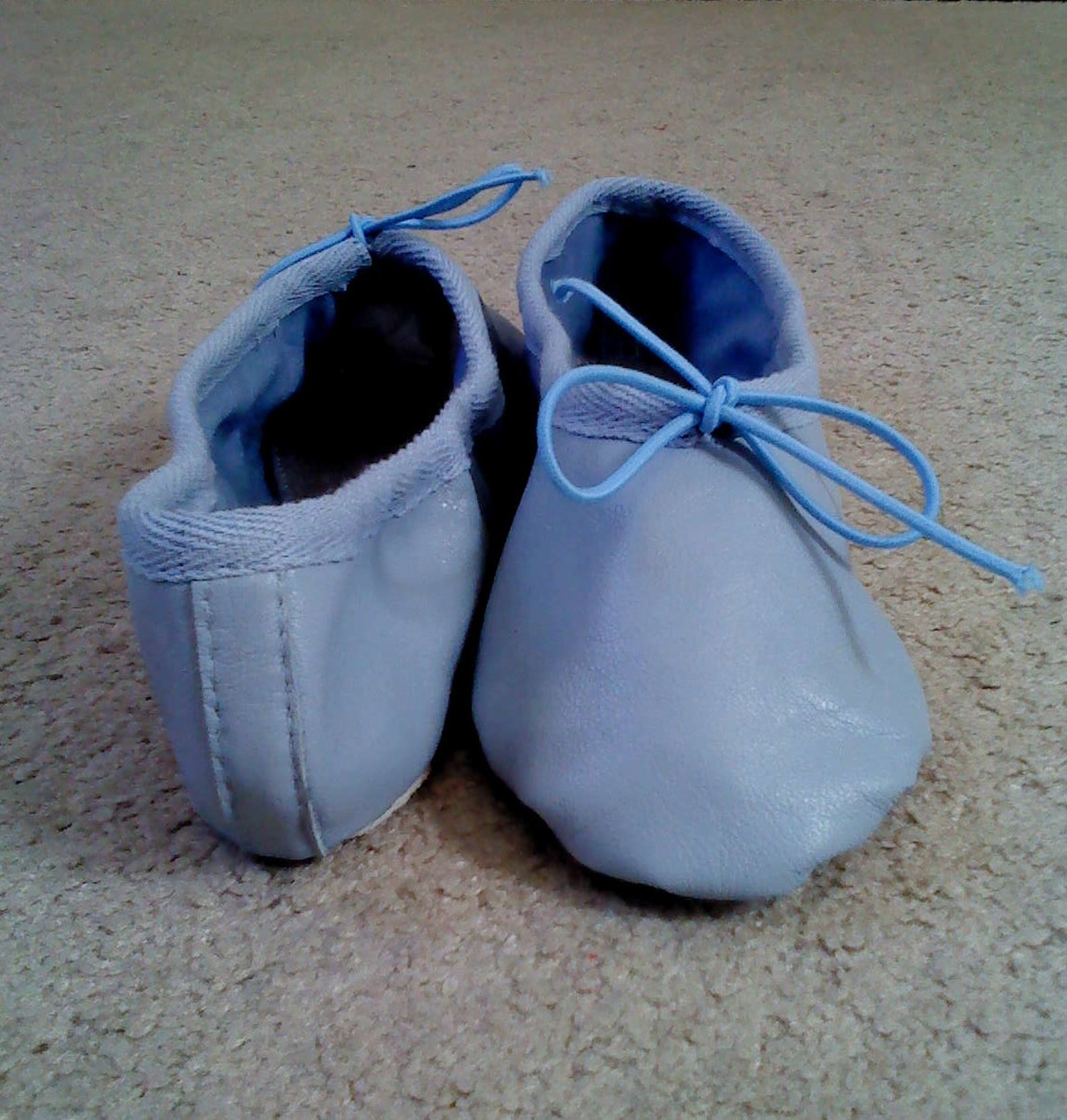 jet blue leather ballet shoes - full sole - adult sizes