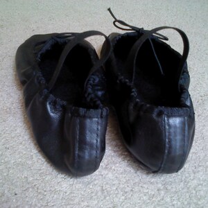 black ballerina slippers with hard sole