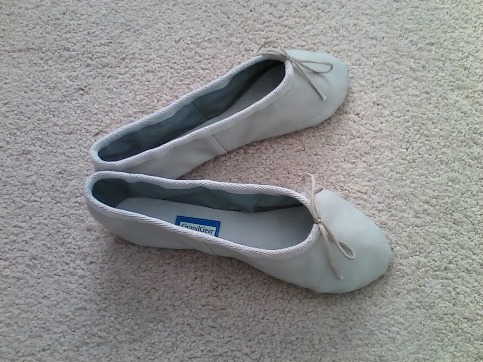 light grey leather ballet shoes - full sole - adult sizes