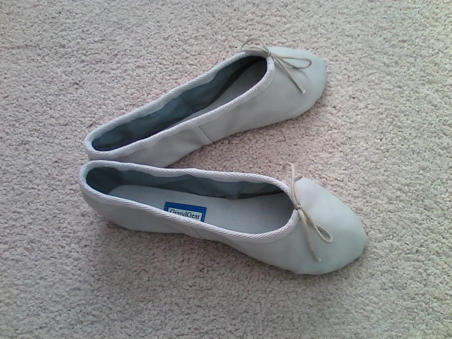 Light Grey Leather Ballet Shoes Full Sole Adult Ballet Slippers