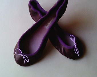 Extreme Low-Cut Purple Leather Ballet Shoes Adult Ballet Slippers European sizes Including larger men's sizes