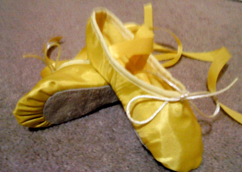 Yellow Satin Ballet Shoes Full Sole Children's Sizes Etsy