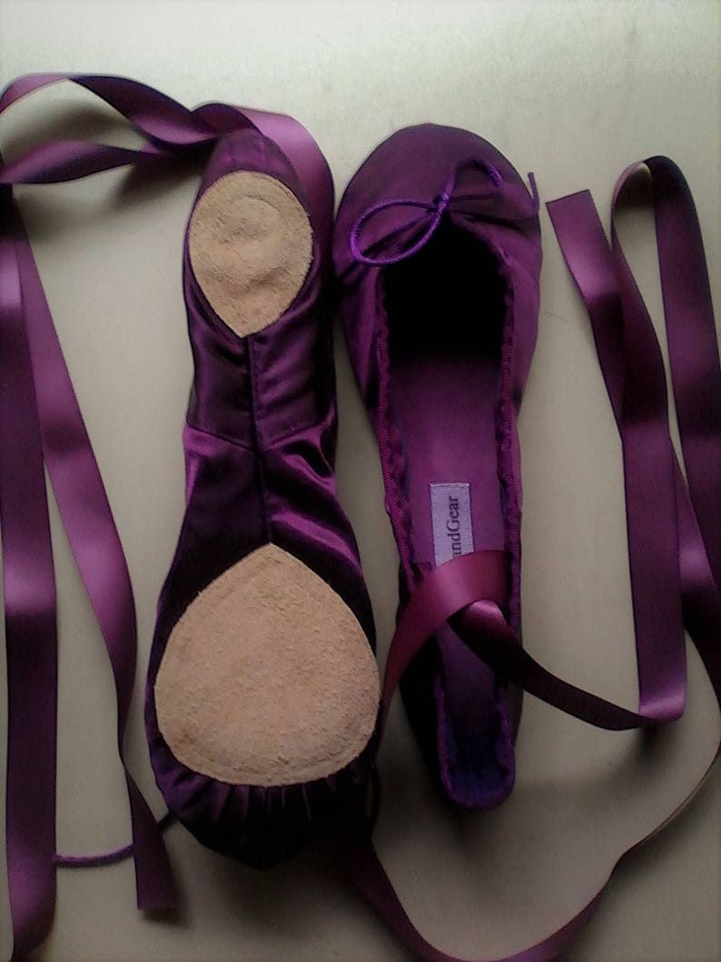 Dark Plum Purple Satin Ballet Shoes Split sole or Full | Etsy