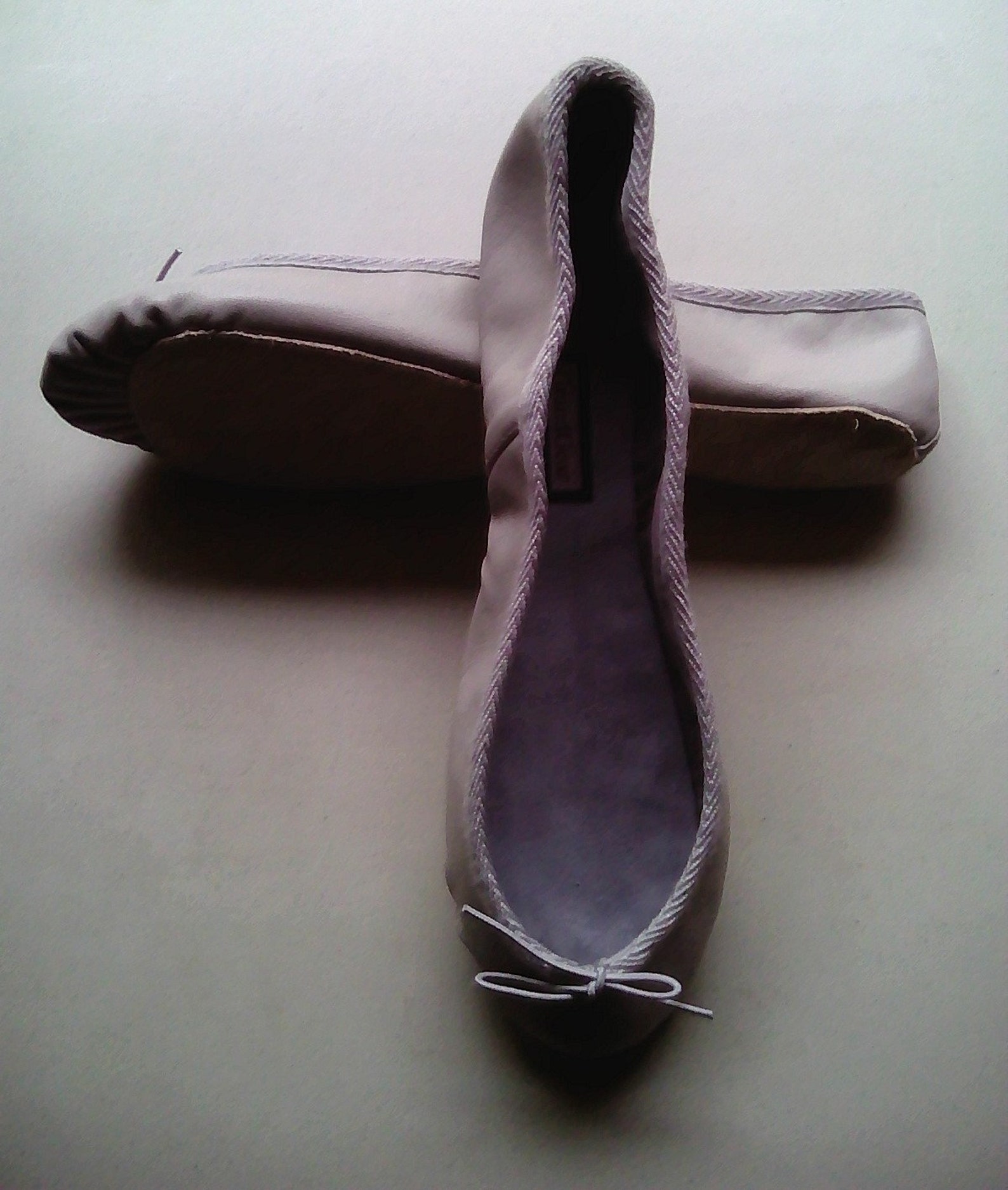 extreme low-cut pale grey leather ballet shoes - adult sizes