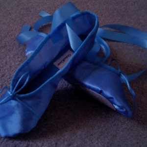 Sky Blue Satin Ballet Slippers Adult sizes Full sole or Split Sole image 2