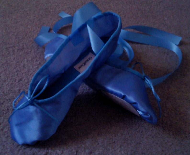 Sky Blue Satin Ballet Slippers Adult sizes Full sole or Split Sole image 2