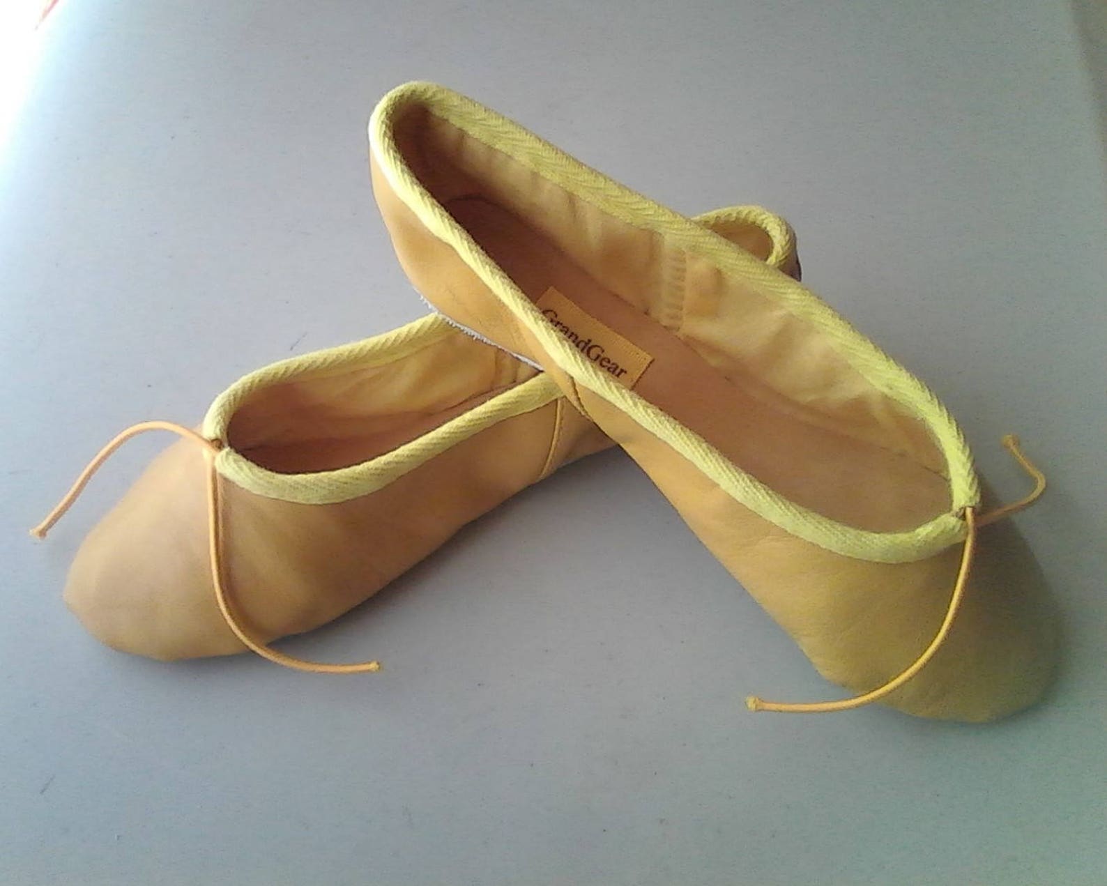 mustard yellow leather ballet shoes - full sole - adult sizes