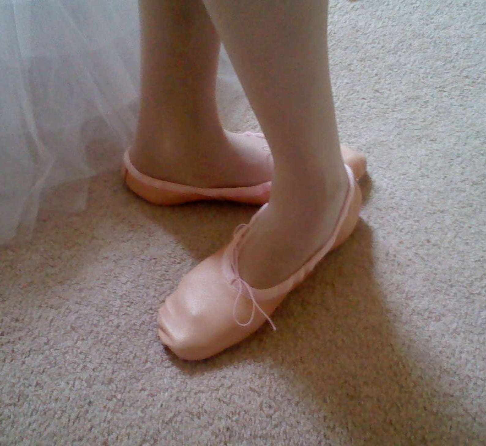 nude pink leather ballet slippers -adult/women's sizes - full sole or split sole