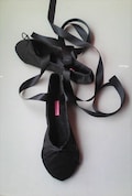 Black Satin Ballet Slippers Women's Ballet Shoes with Full Sole or Split Sole