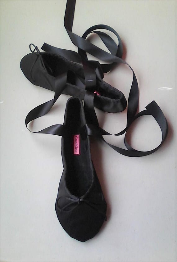 Schwarze Satin Ballettschuhe Damen Ballettschuhe mit voller Sohle oder geteilter Sohle Etsy