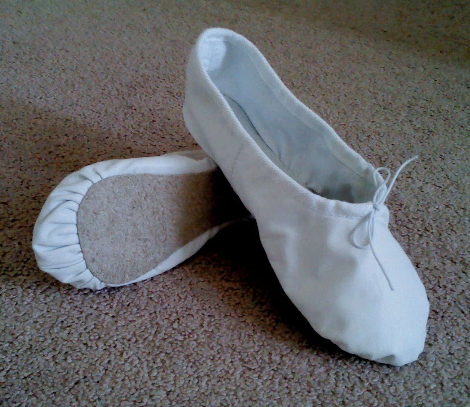 white leather ballet slipper - full sole - adult sizes