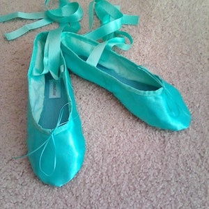 Robin's Egg Blue Satin Ballet Slippers - Full sole - Adult sizes