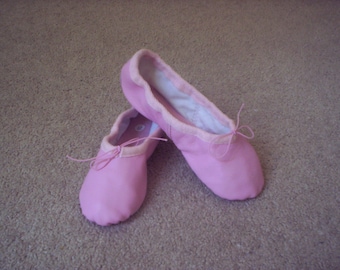 Pink Leather Ballet Slippers Handmade Children's Ballet Shoes Full Sole