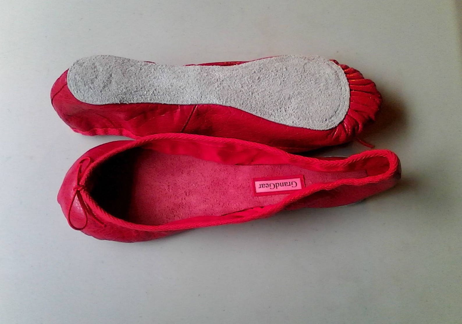 extreme low-cut red leather ballet shoes - adult sizes