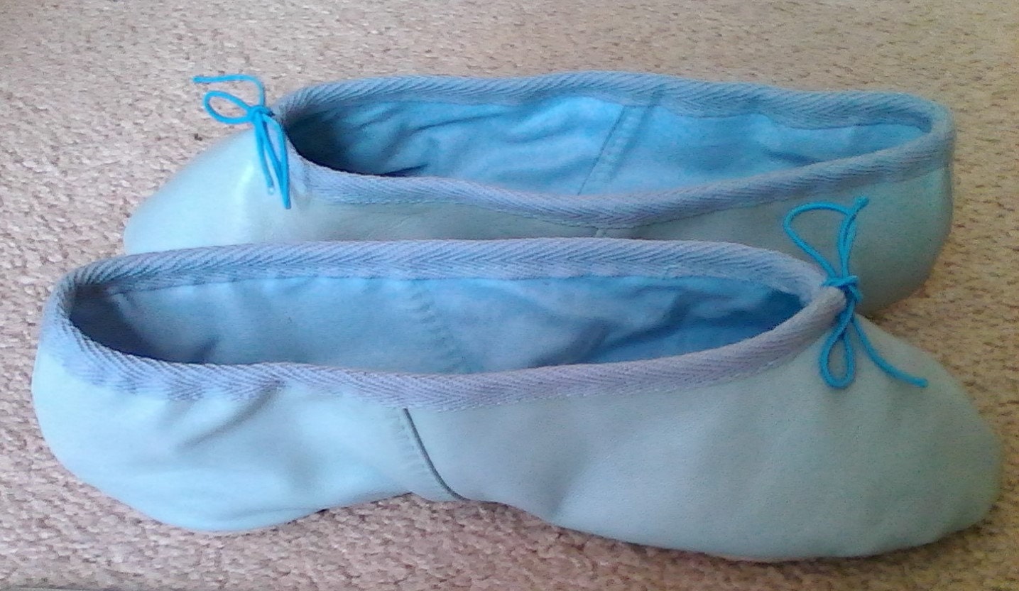 Light Blue Leather Ballet Slippers Split Sole Adult Sizes - Etsy Canada