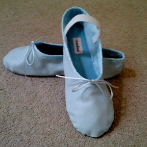 Pale Blue Leather Ballet Shoes Full Sole Ballet Slippers Adult - Etsy