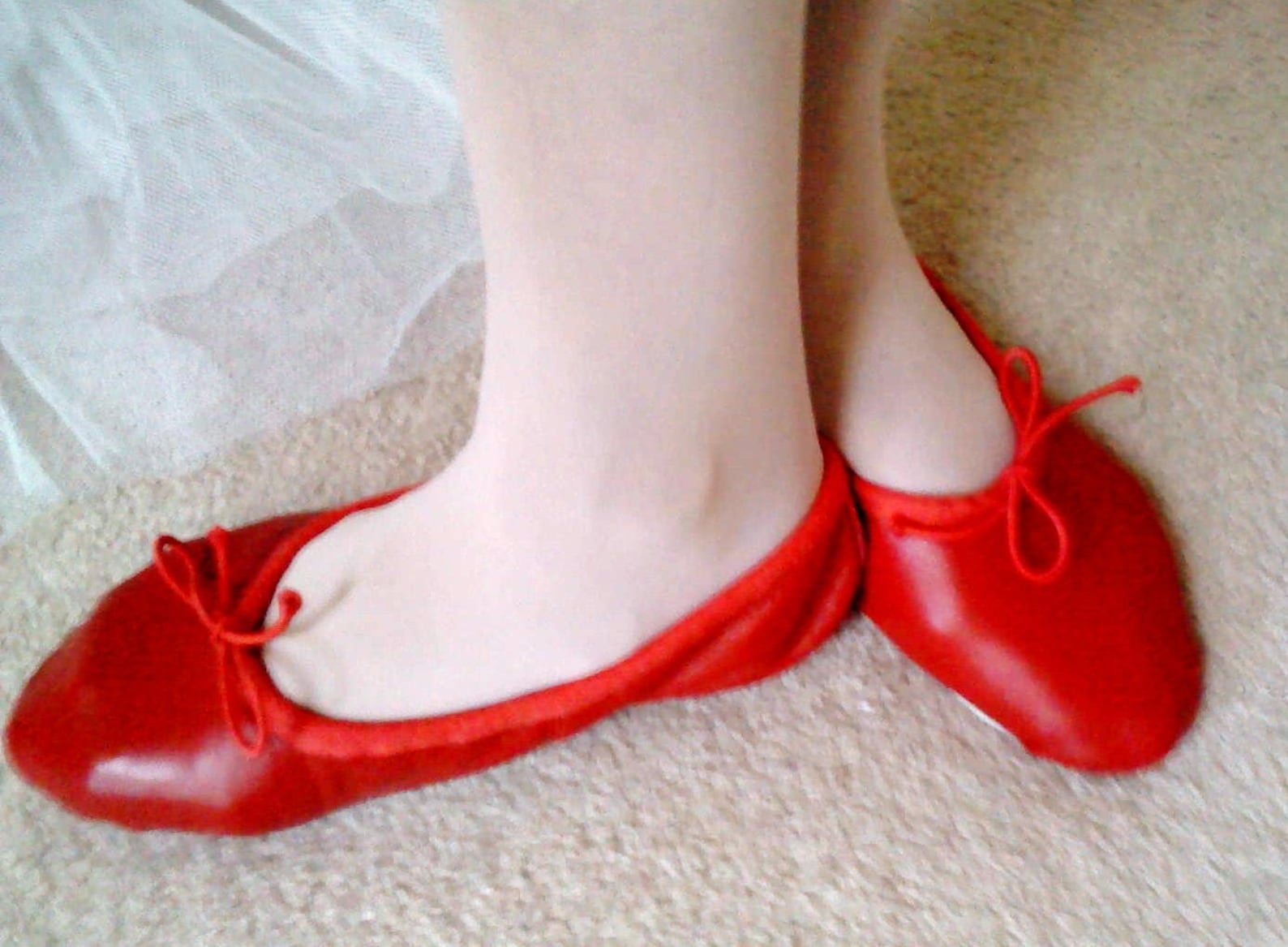 red leather ballet slippers - full soles or split soles