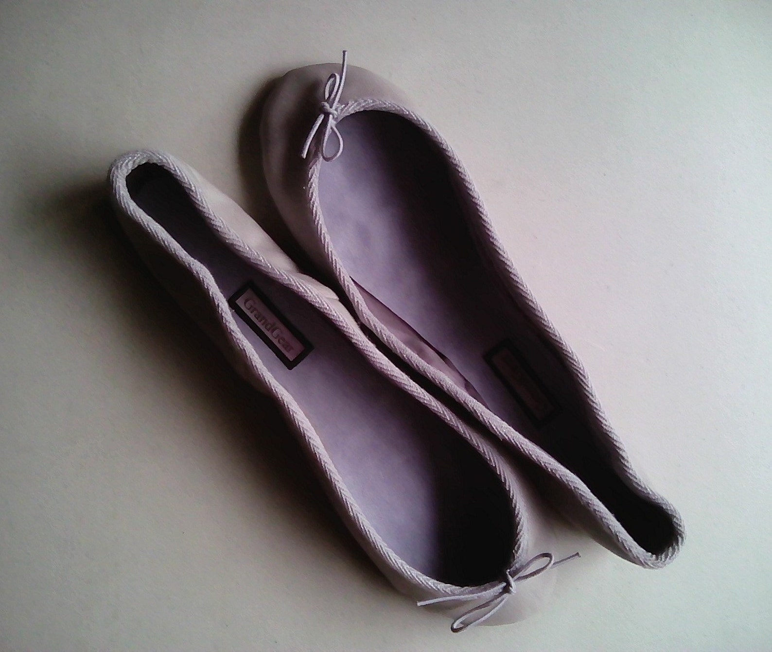 extreme low-cut pale grey leather ballet shoes - adult sizes