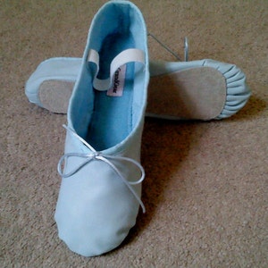 Pale Blue Leather Ballet Shoes Full Sole Ballet Slippers Adult - Etsy