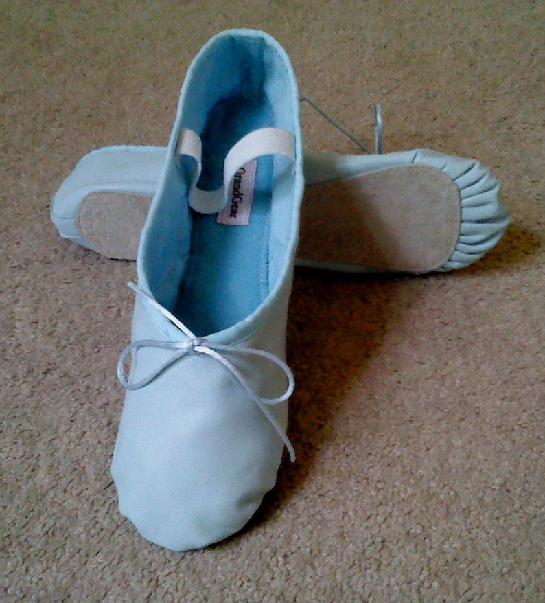 Pale Blue Leather Ballet Shoes Full sole Ballet Slippers Adult | Etsy