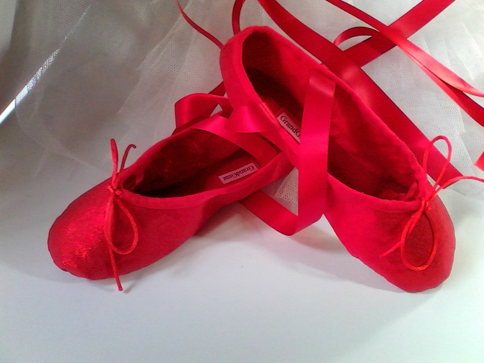 ruby red sparkle ballet slippers - full sole - children's sizes