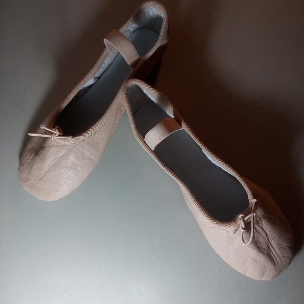 Ballet Pink Leather Ballet Slippers  Ballet Shoes Full Sole or Split Sole  Women's Ballet Slippers