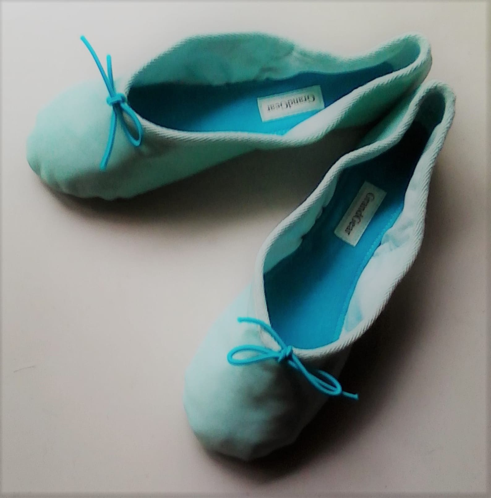 robin's egg blue leather ballet shoes - full sole (or split sole) - adult sizes