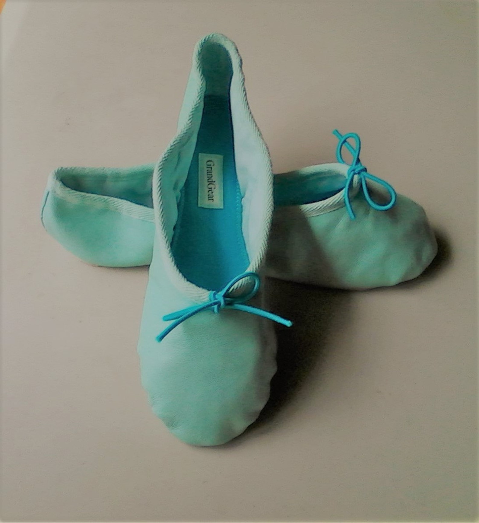 robin's egg blue leather ballet shoes - full sole (or split sole) - adult sizes