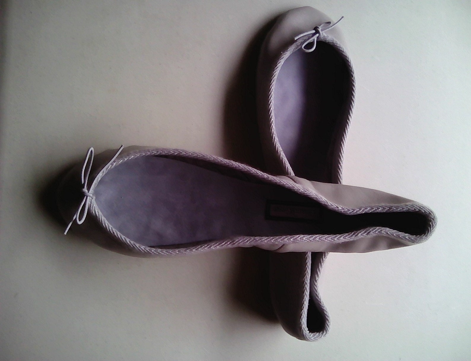 extreme low-cut pale grey leather ballet shoes - adult sizes