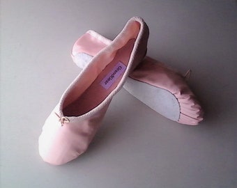 Ballet Pink Leather Ballet Slippers Adult Women's sizes Ballet Shoes with Full Sole or Split Sole