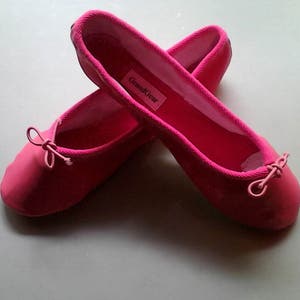 Handgemaakte Fuchsia / Candy Pink Leather BalletSchoenen Volledige zool Volwassen maten afbeelding 2