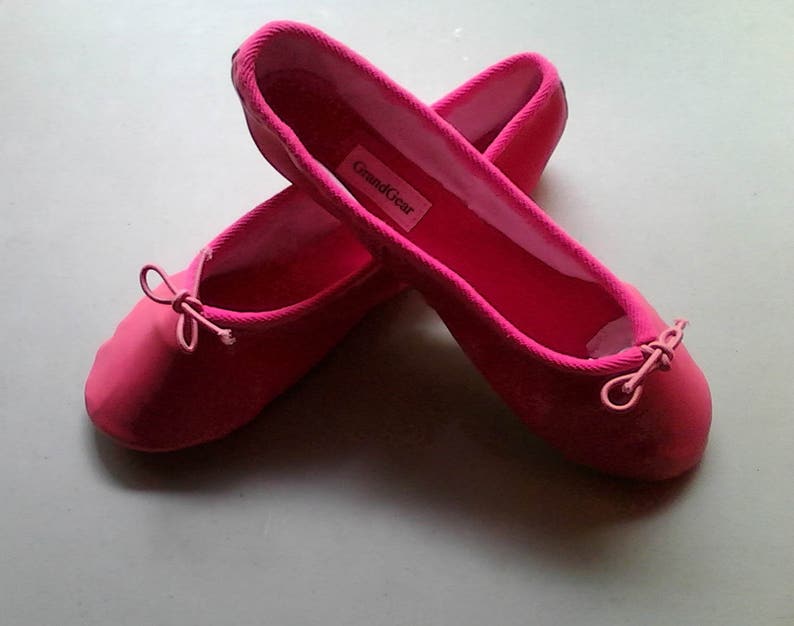 Handgemaakte Fuchsia / Candy Pink Leather BalletSchoenen Volledige zool Volwassen maten afbeelding 2