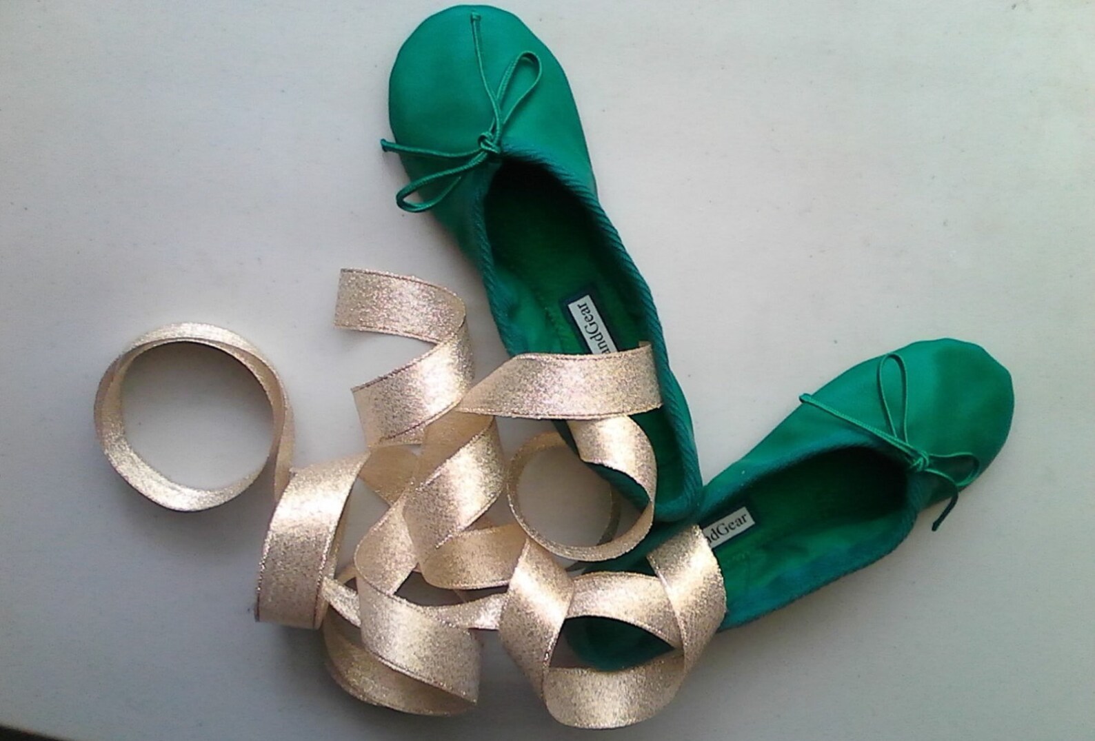 green leather ballet shoes with your choice of ribbons - full sole or split sole - adult sizes