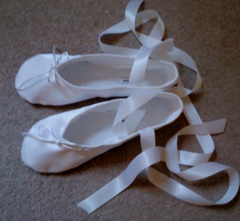 white satin ballet slippers