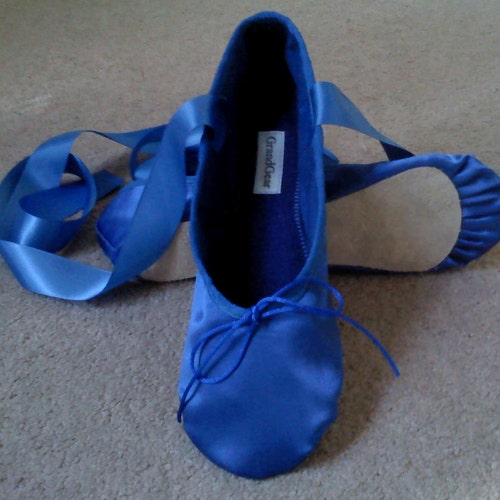 Royal Blue Satin Ballet Shoes Adult Sizes Ballet Slippers With - Etsy