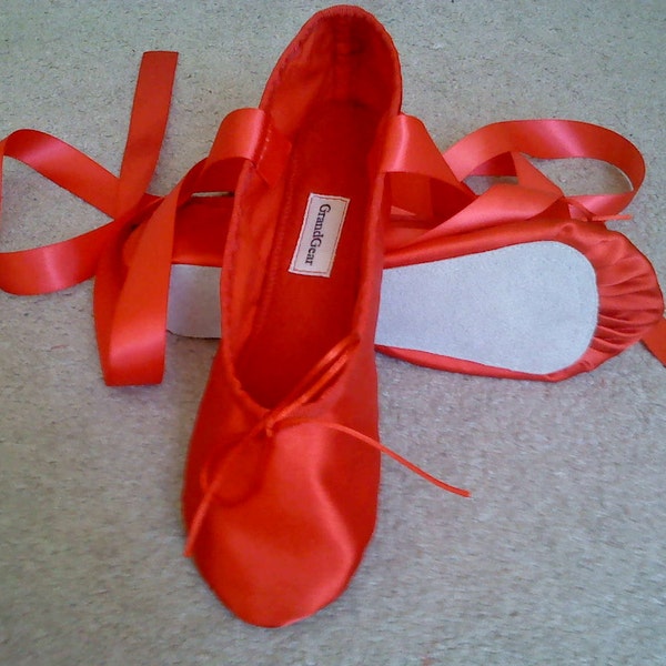 Red Satin Ballet Slippers - Full Soles or Split Soles